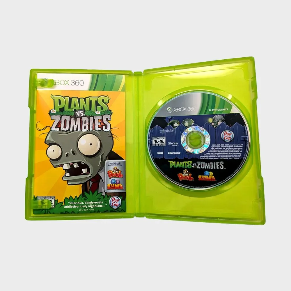 XBOX 360 Plants vs Zombies Platinum Hits Video Game 2010 Pop Cap Tower Defense